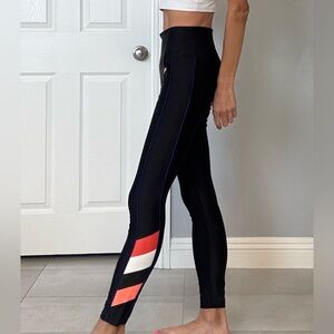P.E Nation Black Leggings with Red and White Accents
